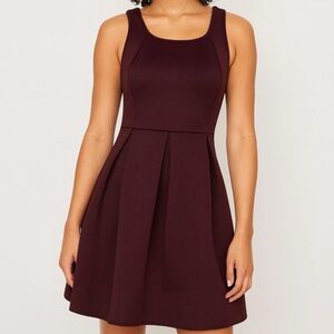 Express Plum Skater Dress with Crisscross Cut-Out Back – Size 8